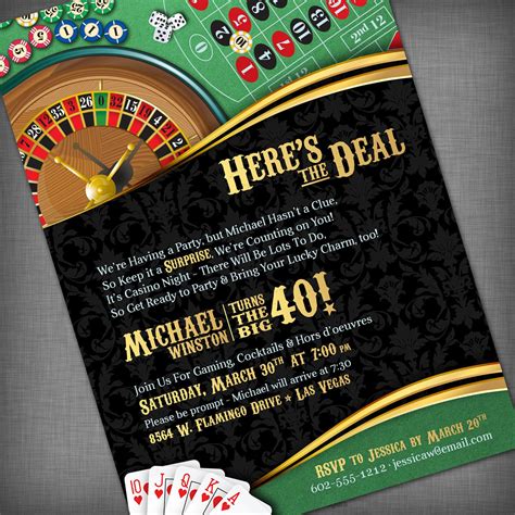 Casino invitation ideas  More Ideas about Birthday Party Food